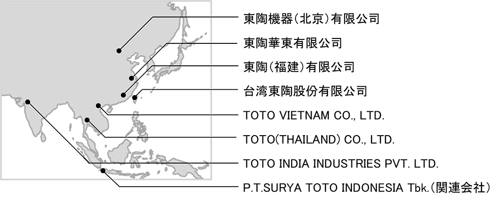 中国・アジア地域の衛生陶器生産拠点