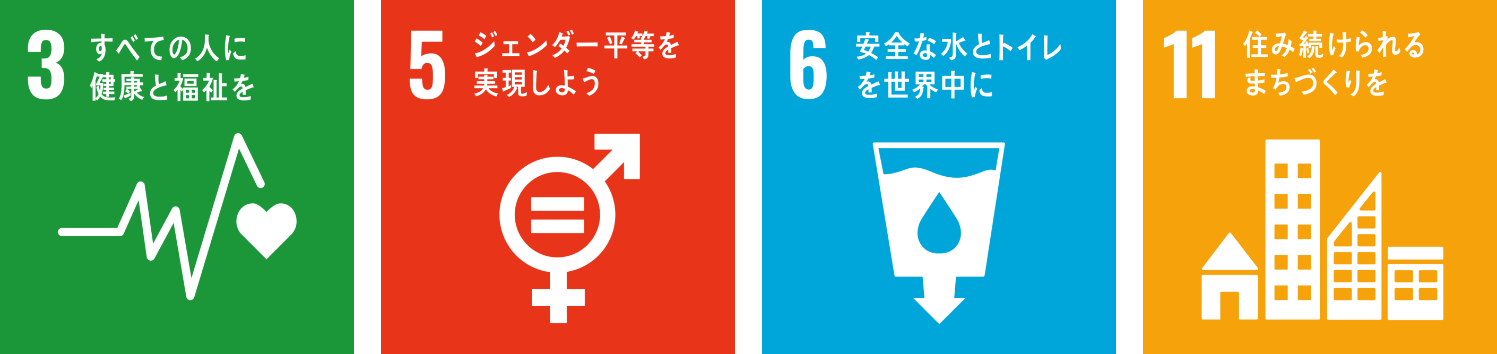 SDGsのブランドビジュアル、4つのゴールが並んでいるイラスト