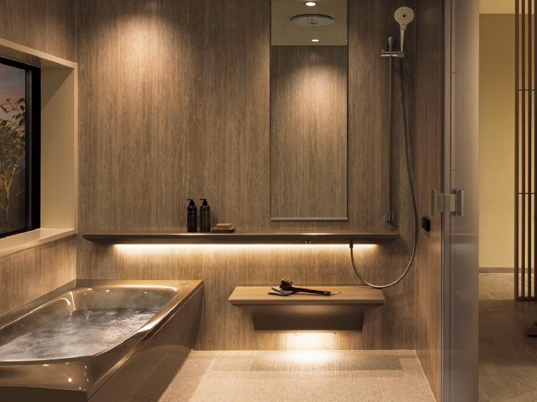 お風呂ToToカマチデッキ水洗 お掃除ラクラク鏡＆スッキリドアでいつも