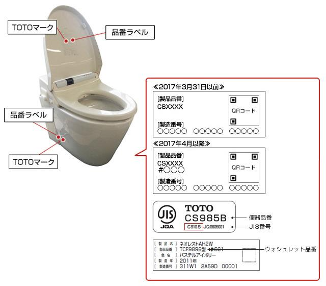 トイレの品番を調べる | 品番を調べる | お客様サポート | TOTO株式会社