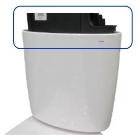 80%以上の再生プラスチックを使用した大便器のタンク内部素材の写真