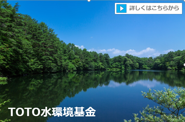 TOTO水環境基金の活動紹介のサムネイル。豊かな緑と水をたたえた湖の風景。
