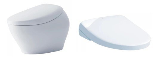 External photos of the Washlet-integrated toilet "Neorest NX" and Washlet "Apricot"