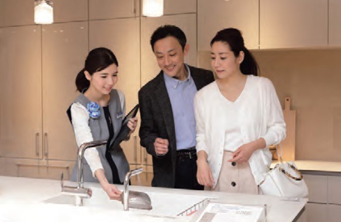 Serving customers in the showroom