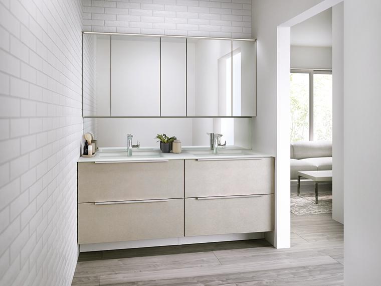 ###TOTOエスクアLS 洗面化粧台 PG3 センターボウルプラン 寒冷地 2段引き出し ドア枠回避なし きれい除菌水 間口1200mm 受注約1週〔GD〕 TOTOエスクアLS 洗面化粧台 PG3 センターボウルプラン 一般地 2枚扉