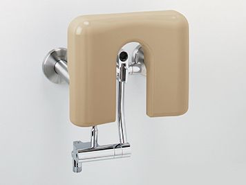 パウチ・しびん洗浄水栓付背もたれ | バリアフリー配慮商品・手すり