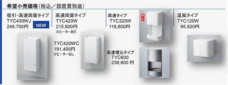 手洗いから乾燥までを快適に、ハンドドライヤー新モデルを拡充