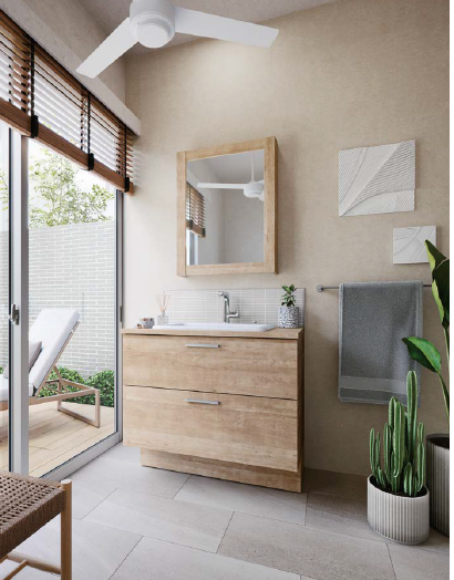 自然光が美しく映えるナチュラルな洗面空間