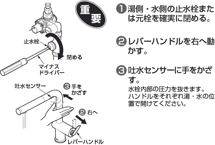 水栓金具（キッチン）のお手入れ・調整 | お手入れ・点検 | お客様サポート | TOTO株式会社