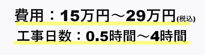 トイレ（単体）の場合、費用は15～29万円（税込）
